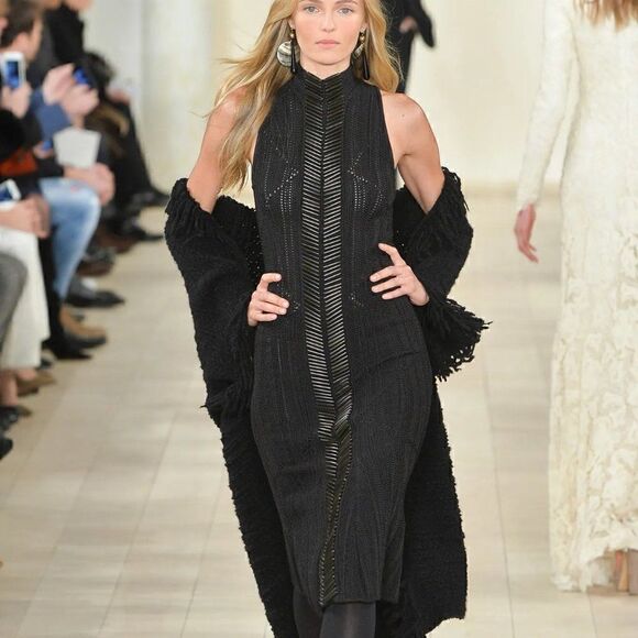 Ralph Lauren Fall 2015 Runway Collection Black Cashmere Boucle Fringe Cardigan - Picture 7 of 17